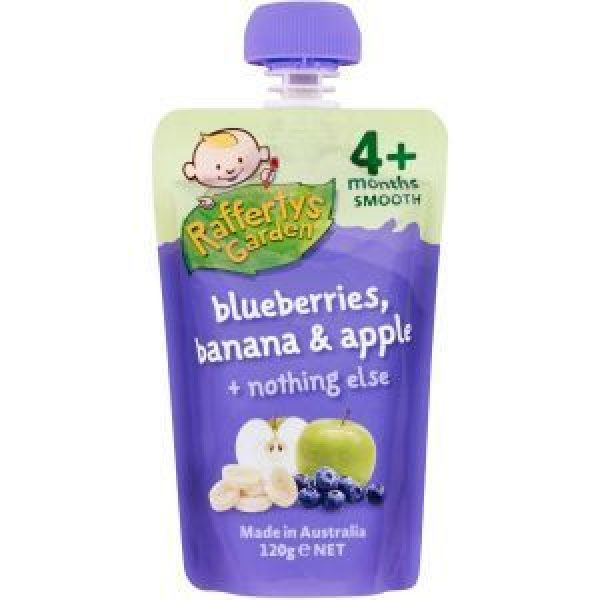 Raffertys Baby Food Banana Apple & Blueberry 4m+