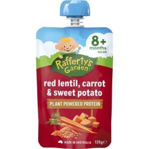 Raffertys Garden Plant Protein Baby Food Lentil, Carrot, Sweet Potato