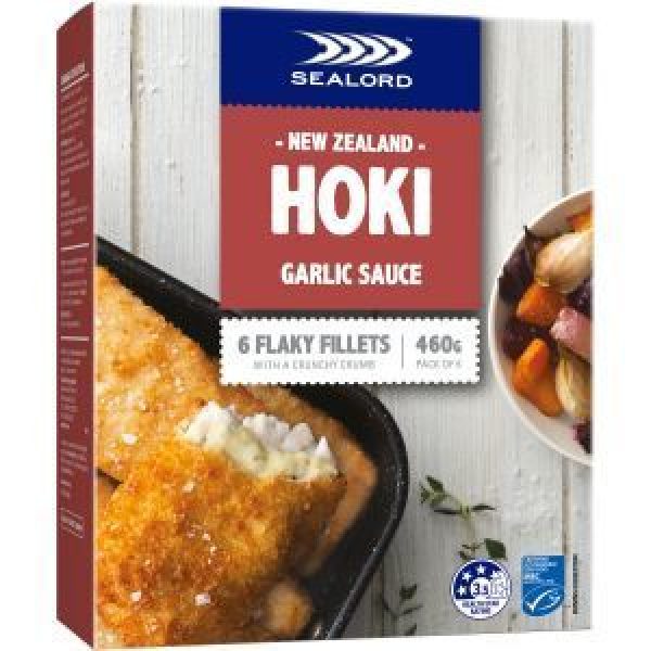 Sealord Fish Fillets Hoki Crumbed In Garlic Sauce