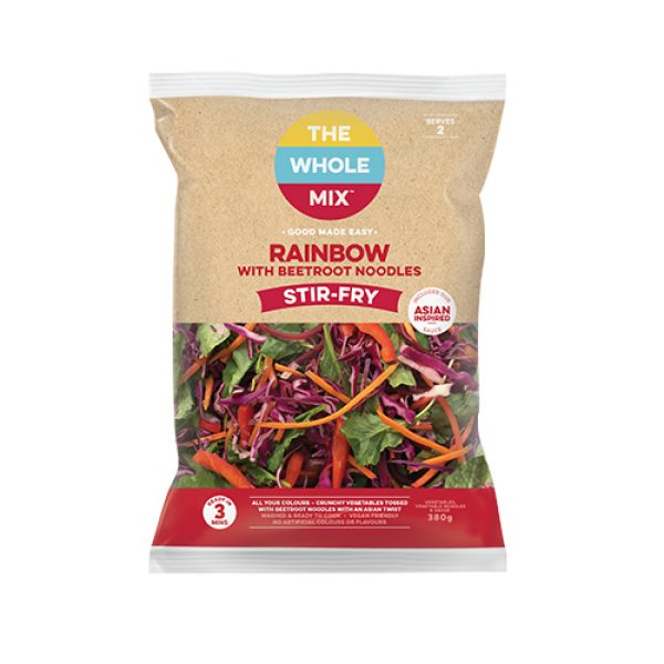 The Whole Mix Rainbow Stir Fry with Beetroot Noodles