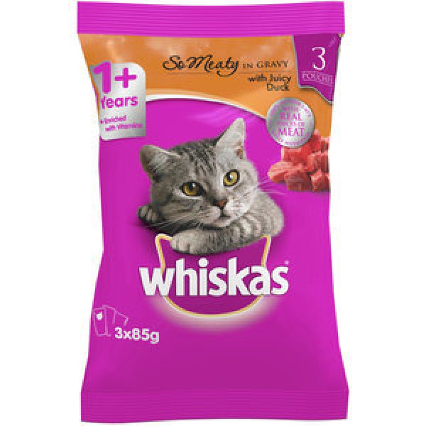 Whiskas Oh So Meaty Cat Food Juicy Duck In Sauce 255g
