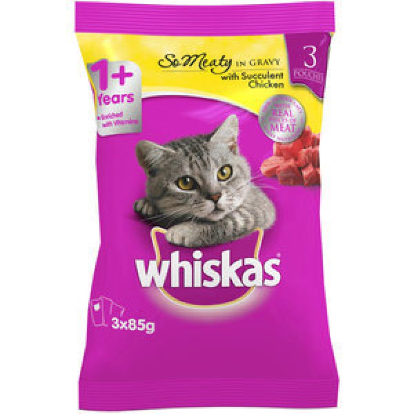 Whiskas Oh So Meaty Cat Food Succulent Chicken Sauce 225g