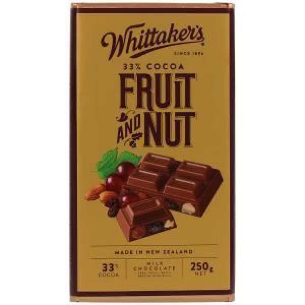 Whittakers Chocolate Block Fruit & Nut 33% Cocoa