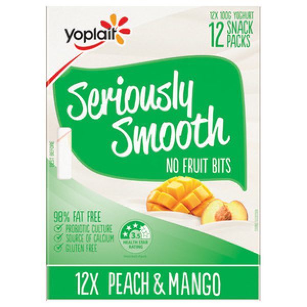 Yoplait Seriously Smooth Yoghurt 12pk Peach & Mango