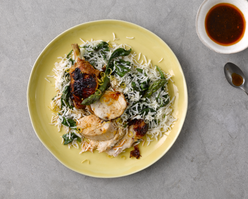 Lemon and Chilli Chicken, with Asparagus and Coconut Rice