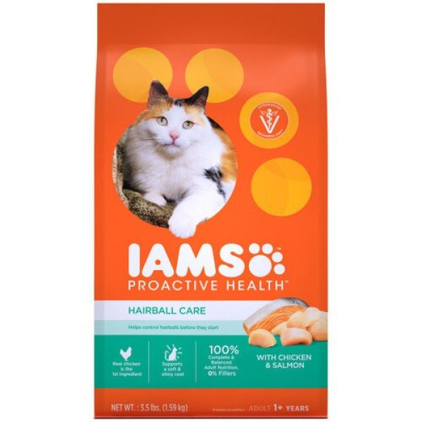 IAMS Proactive Health Hairball Care Adult Dry Cat Food with Chicken & Salmon
