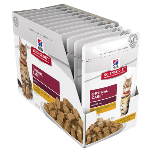 Hill’s Science Diet Adult Optimal Care Chicken Pouches Wet Cat Food