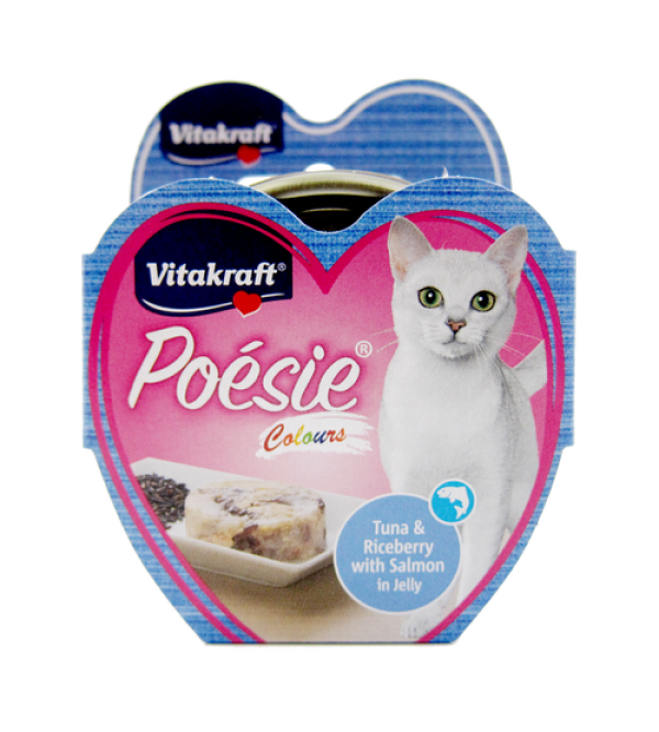 Vitakraft Poesie Colours Tuna and Riceberry with Salmon in Jelly Grain Free Wet Cat Food Cans