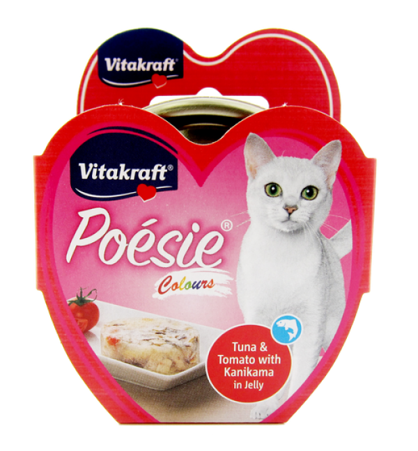 Vitakraft Poesie Colours Tuna and Tomato with Kanikama in Jelly Grain Free Wet Cat Food Cans