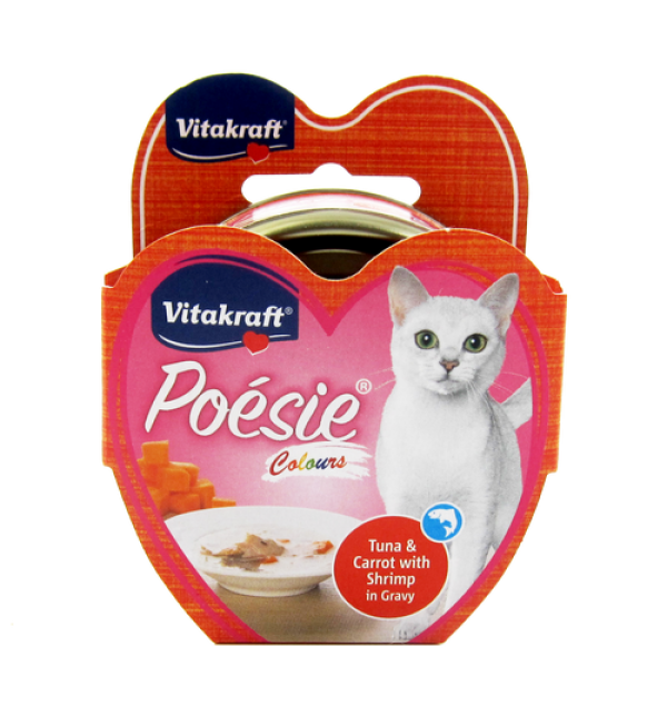 Vitakraft Poesie Colours Tuna & Carrot with Shrimp in Gravy Grain Free Wet Cat Food Cans