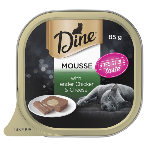 Dine Wet Cat Food Mousse With Tender Chicken & Cheese 85g Reviews