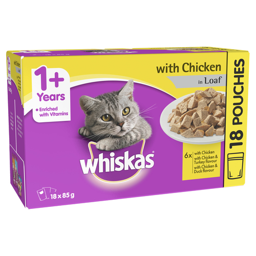 Whiskas Adult Wet Cat Food Chicken in Loaf 18 x 85g Reviews Black Box