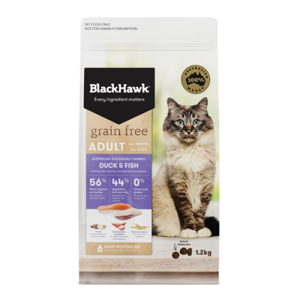 Black Hawk Grain Free Duck & Fish Dry Cat Food