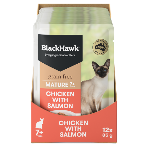 Black Hawk Mature Chicken with Salmon Wet Cat Food Reviews Black Box