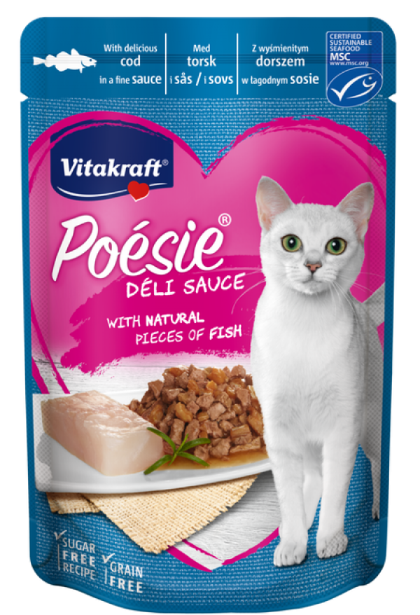 Vitakraft Poesie DeliSauce and Cod Grain Free Wet Cat Food Pouches