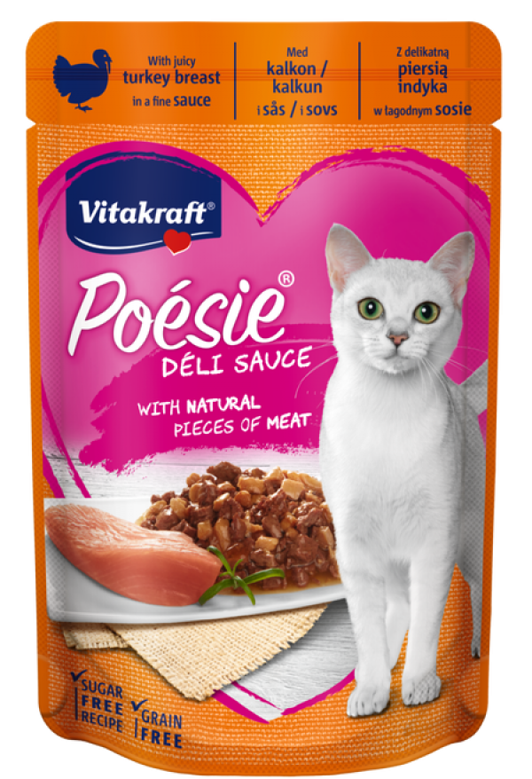 Vitakraft Poesie DeliSauce and Turkey Grain Free Wet Cat Food Pouches