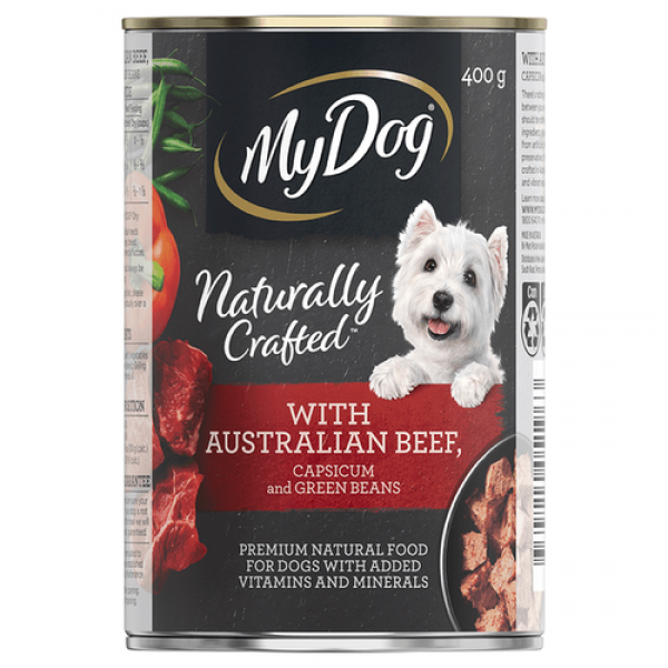 My Dog Naturally Crafted Wet Dog Food Australian Beef, Capsicum and Green Beans 400g Can