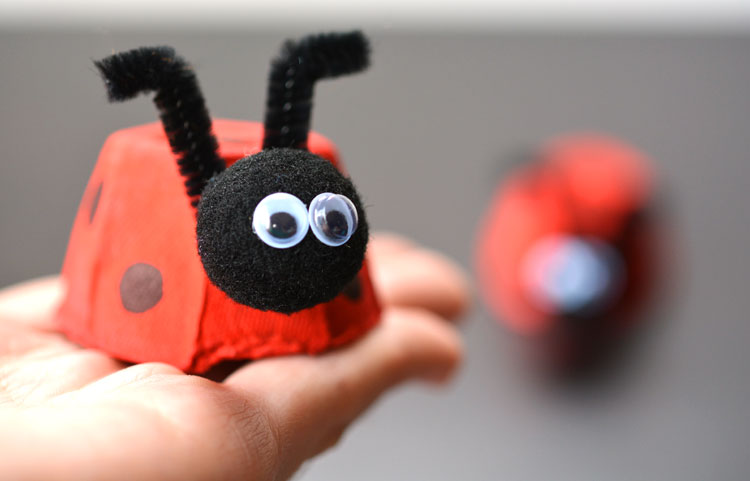 Easy Egg Carton Lady Bug Image by One Little Project