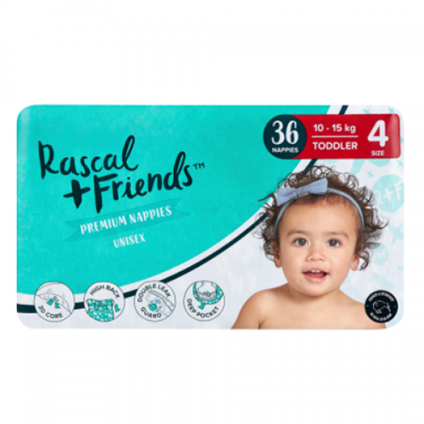 Rascal and Friends Premium Nappies Unisex 10-15kg Toddler 36pk