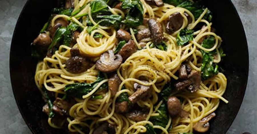 Mushroom Spaghetti Carbonara Image Asset