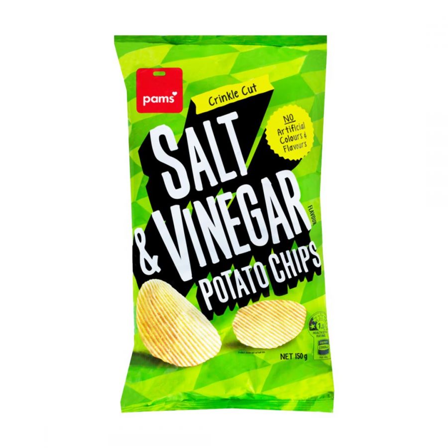 Pams Salt & Vinegar Chips Crinkle Cut 150g Reviews Black Box