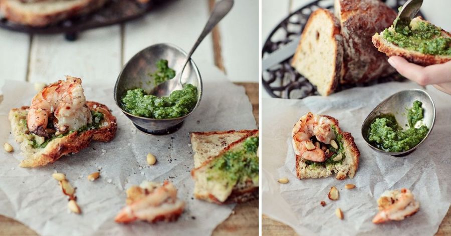 Prawn and Pesto Toast