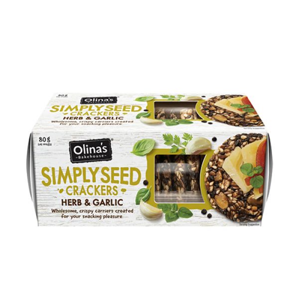 Olina's Bakehouse Simply Seed Crackers - Herb & Garlic 80g