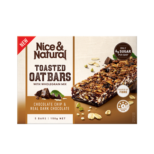 Nice & Natural Toasted Oat Bars Chocolate Chip & Real Dark Chocolate