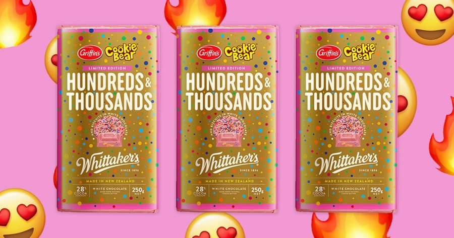 Whittaker's x Griffin's Hundreds & Thousands White Chocolate Block