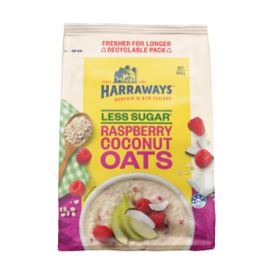 Harraways Single Serve Oat Sachets – Raspberry and Coconut
