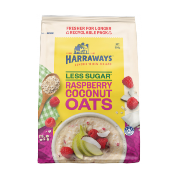 Harraways Single Serve Oat Sachets – Raspberry and Coconut
