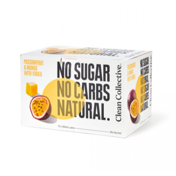 Clean Collective Passionfruit & Mango with Vodka 250ml (12pk Cans)