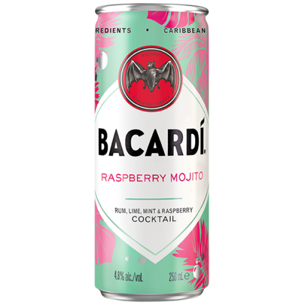 Bacardi Raspberry Mojito Rum Cocktail RTD 250ml