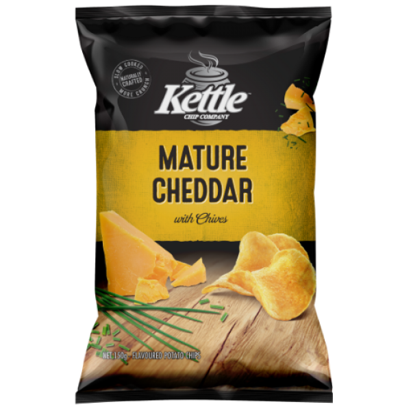 The Kettle Company Mature Cheddar with Chives Chips 150 grams