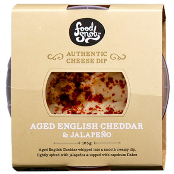 Food Snob Authentic Cheese Dip - Aged English Cheddar & Jalapeno 165 grams