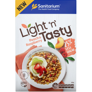 Sanitarium Light and Tasty Cereal Peach and Raspberry 410 grams