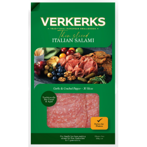 Verkerk's Thin Sliced Italian Salami, Garlic & Cracked Pepper