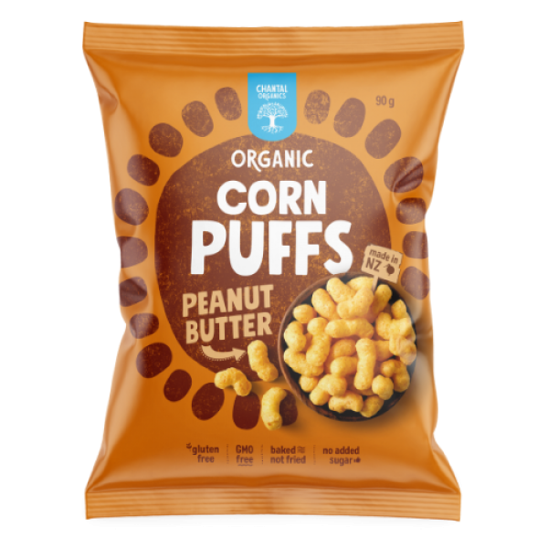 Chantal Organics Peanut Butter Corn Puffs 90g