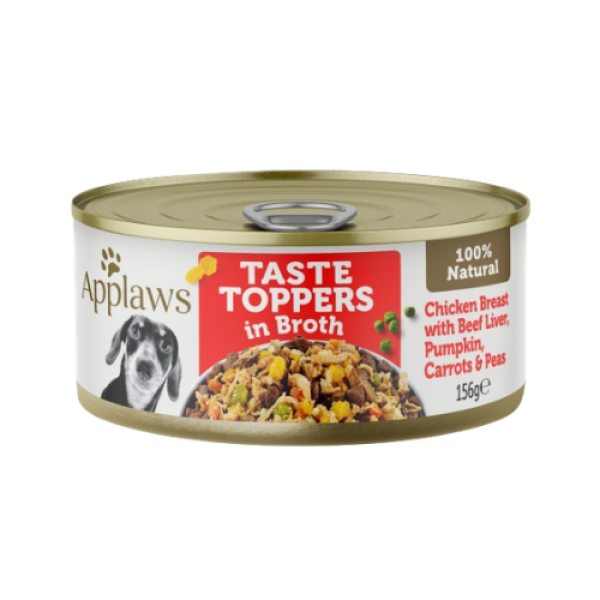 Applaws Dog Food Taste Topper Chicken Breast & Beef Liver in Broth 156g