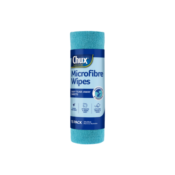 Chux Microfibre Wipes Roll 15pk