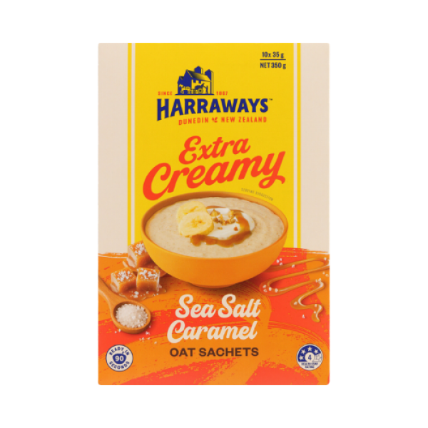 Harraways Extra Creamy Sea Salt Caramel Oat Sachets 35gx 10