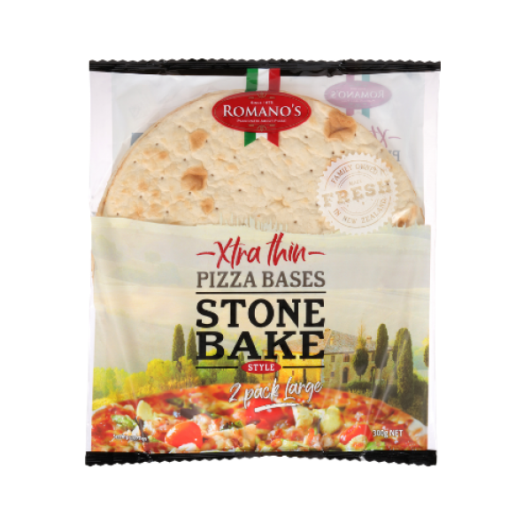 Romano’s Pizza Bases Xtra Thin Stone Bake Large 2pk