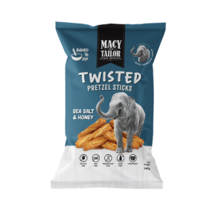 Macy and Tailor Twisted Pretzel Sticks – Sea Salt & Honey 160g