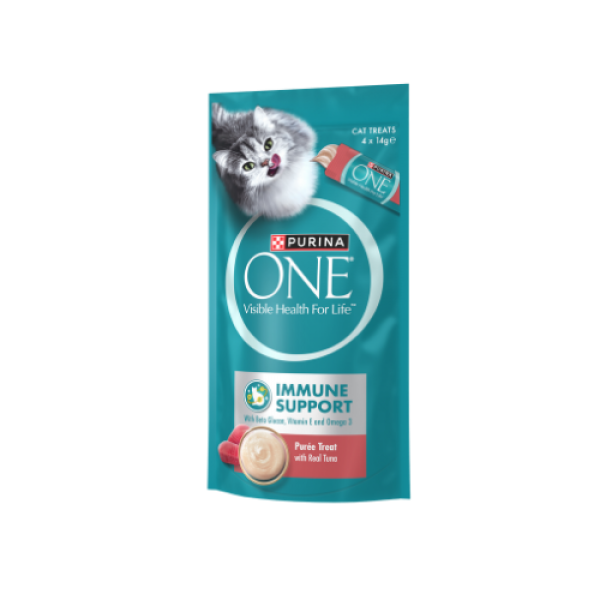 PURINA ONE Cat Treats Immune Support Puree Treat With Real Tuna 4x14g