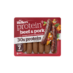 Hellers Protein+ Beef & Pork Sausages 450g