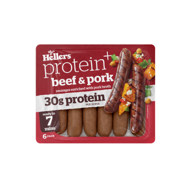 Hellers Protein+ Beef & Pork Sausages 450g