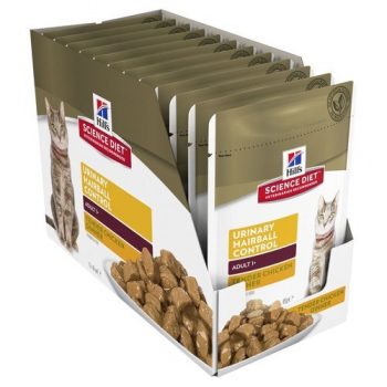 hairball urinary diet chicken science control adult cat pouches hill wet