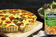Feta and Spinach Chickpea Crusted Quiche