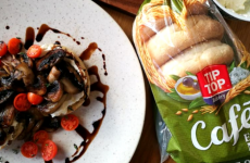 Garlic Mushrooms with Whipped Feta on Muffins