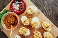 Obela Roast Tomato and Feta Devilled Eggs